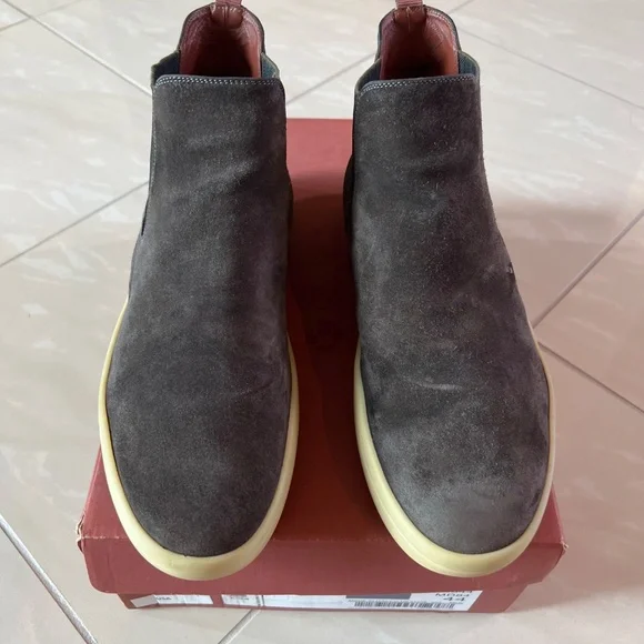 #2745 Loro PianaUltimate Beatle Suede Pull-On Ankle Boots WARM GREY US 11